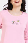 Zivame Buzzers Knit Cotton Pyjama Set - Regal Orchid — thumbnail 5